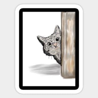 Peeking cat Sticker